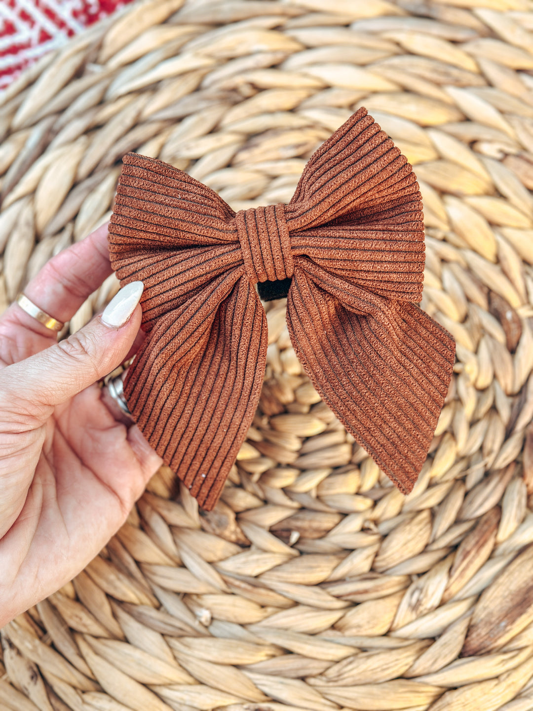 Corduroy Sailor Bow - Mocha