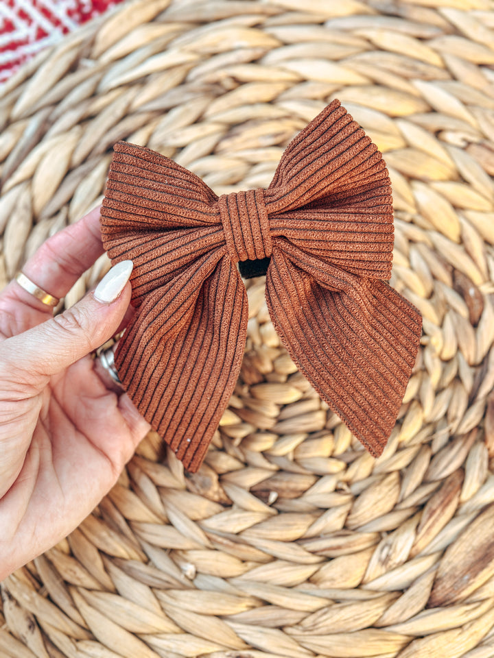 Corduroy Sailor Bow - Mocha