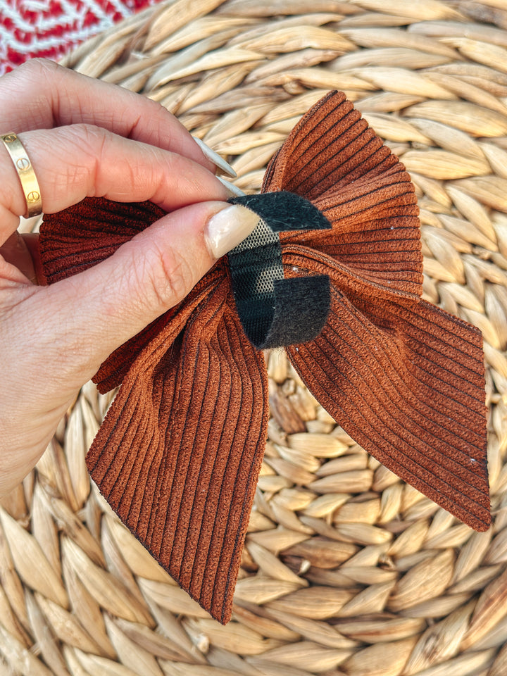 Corduroy Sailor Bow - Mocha
