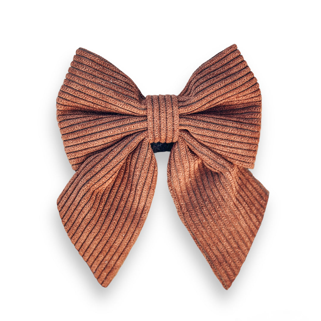 Corduroy Sailor Bow - Mocha