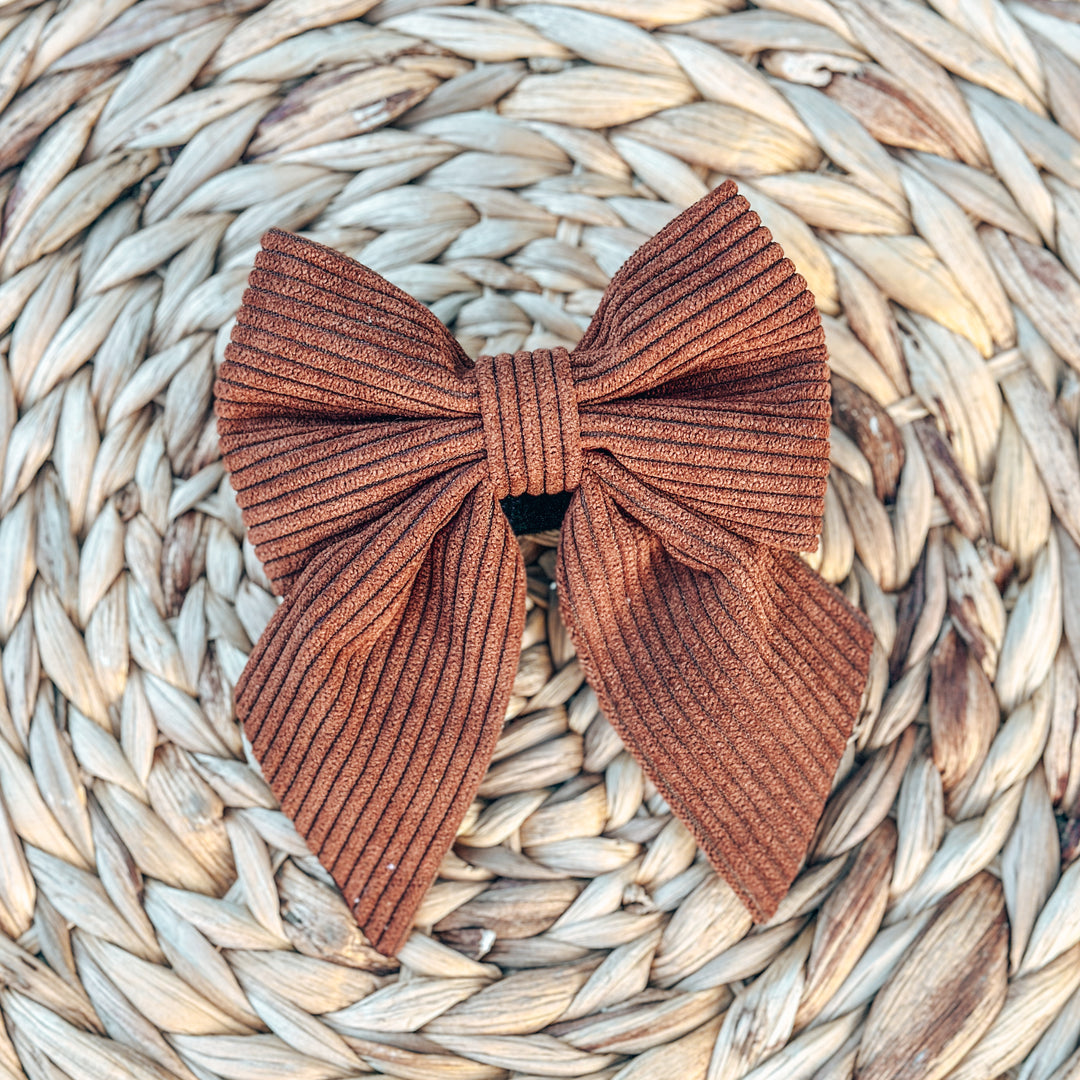 Corduroy Sailor Bow - Mocha