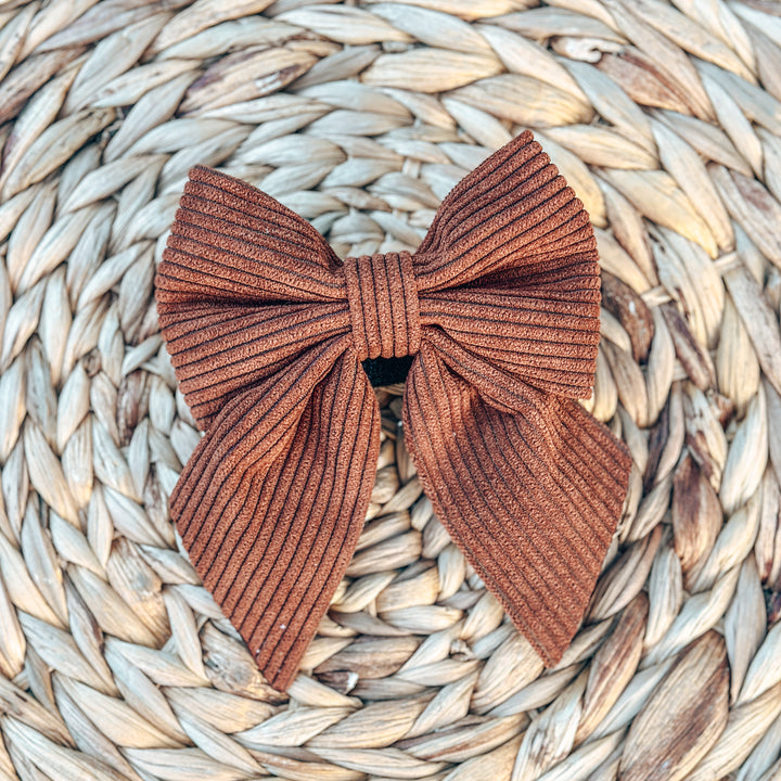 Corduroy Sailor Bow - Mocha