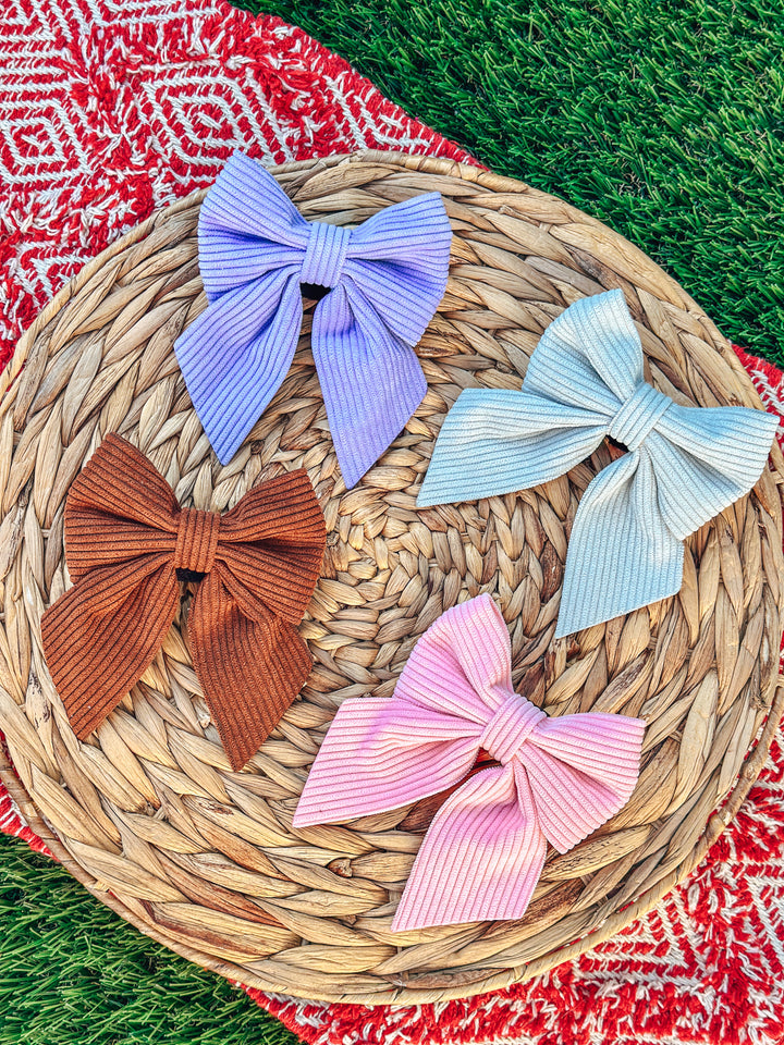 Corduroy Sailor Bow - Mocha