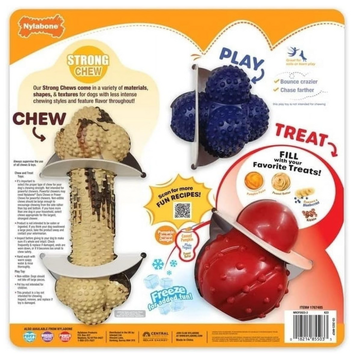 Nylabone Strong & Fun Variety Treat Dog Toy - Fill w/ Treats - 3pk