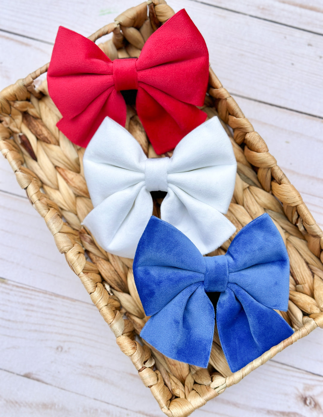 Velvet Sailor Bow - White