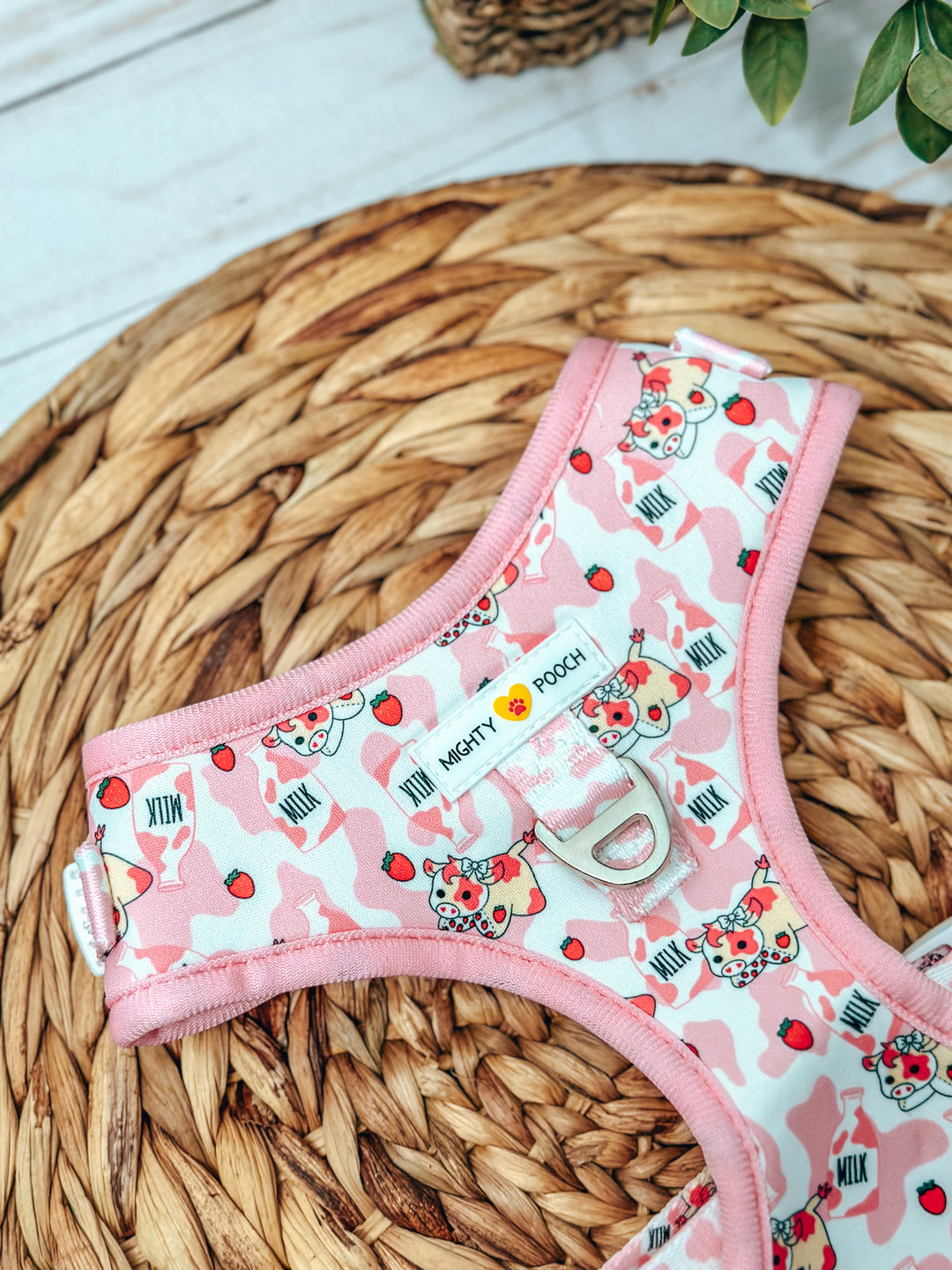 No-Pull Adjustable Harness - Strawberry Cow🍓