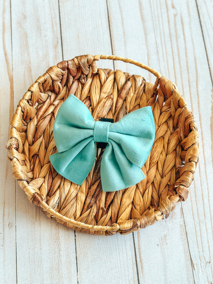 Velvet Sailor Bow - Teal