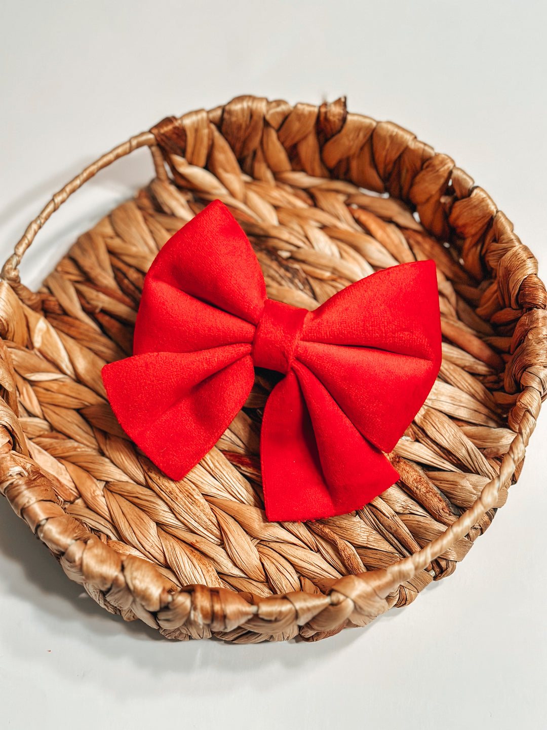 Velvet Sailor Bow - Ruby Red