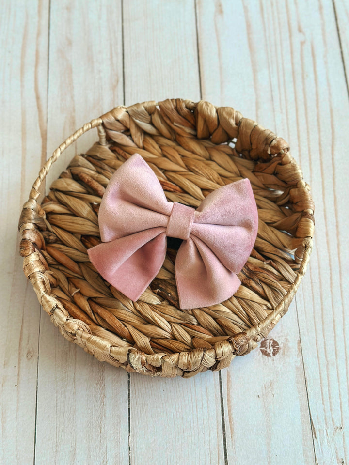 Velvet Sailor Bow - Rose