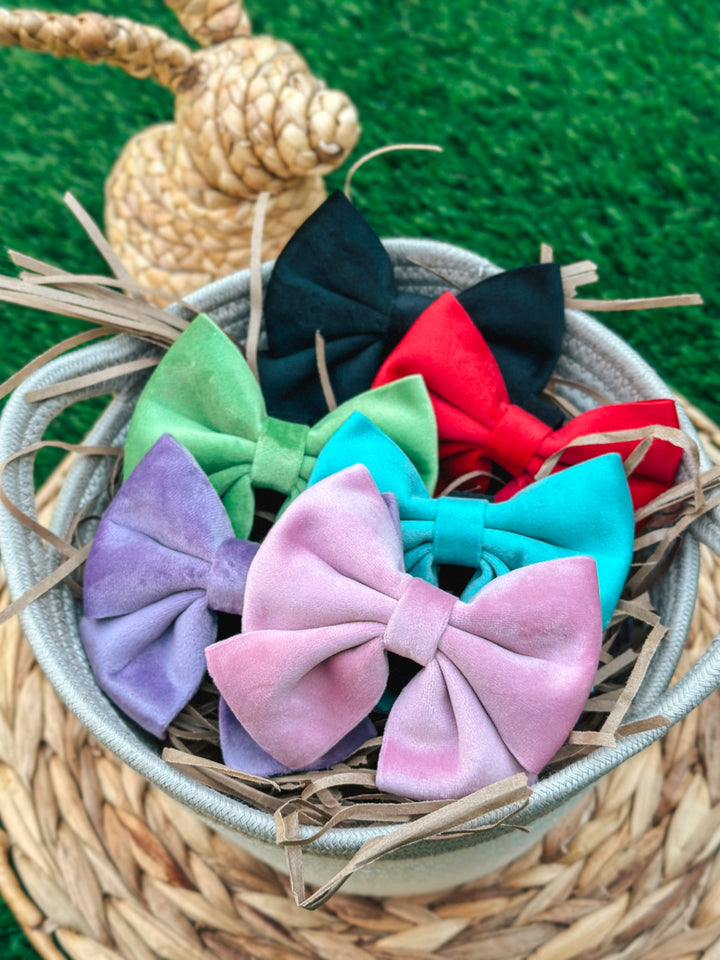 Velvet Sailor Bow - Teal
