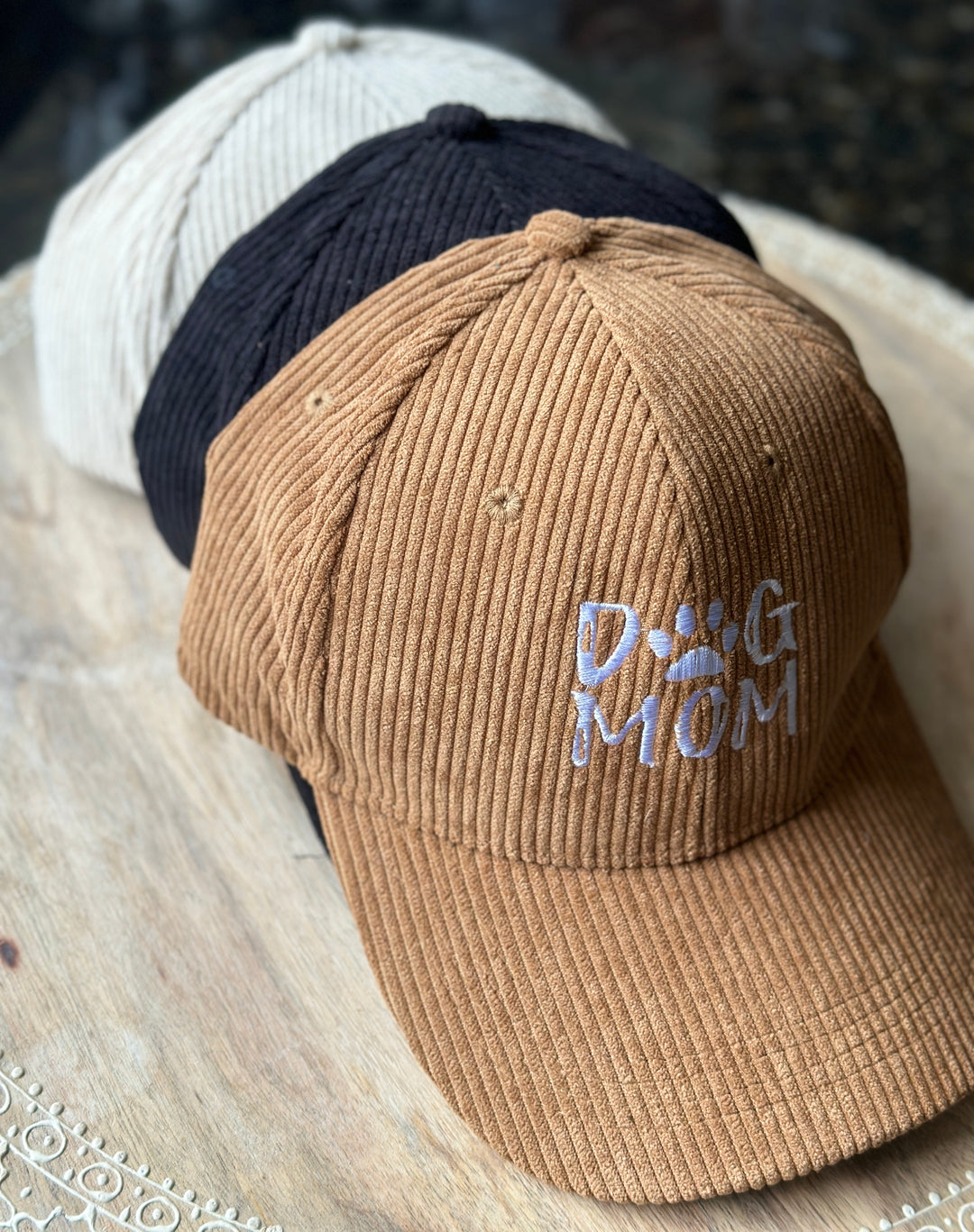 Embroidered Corduroy Dog Mom Hat