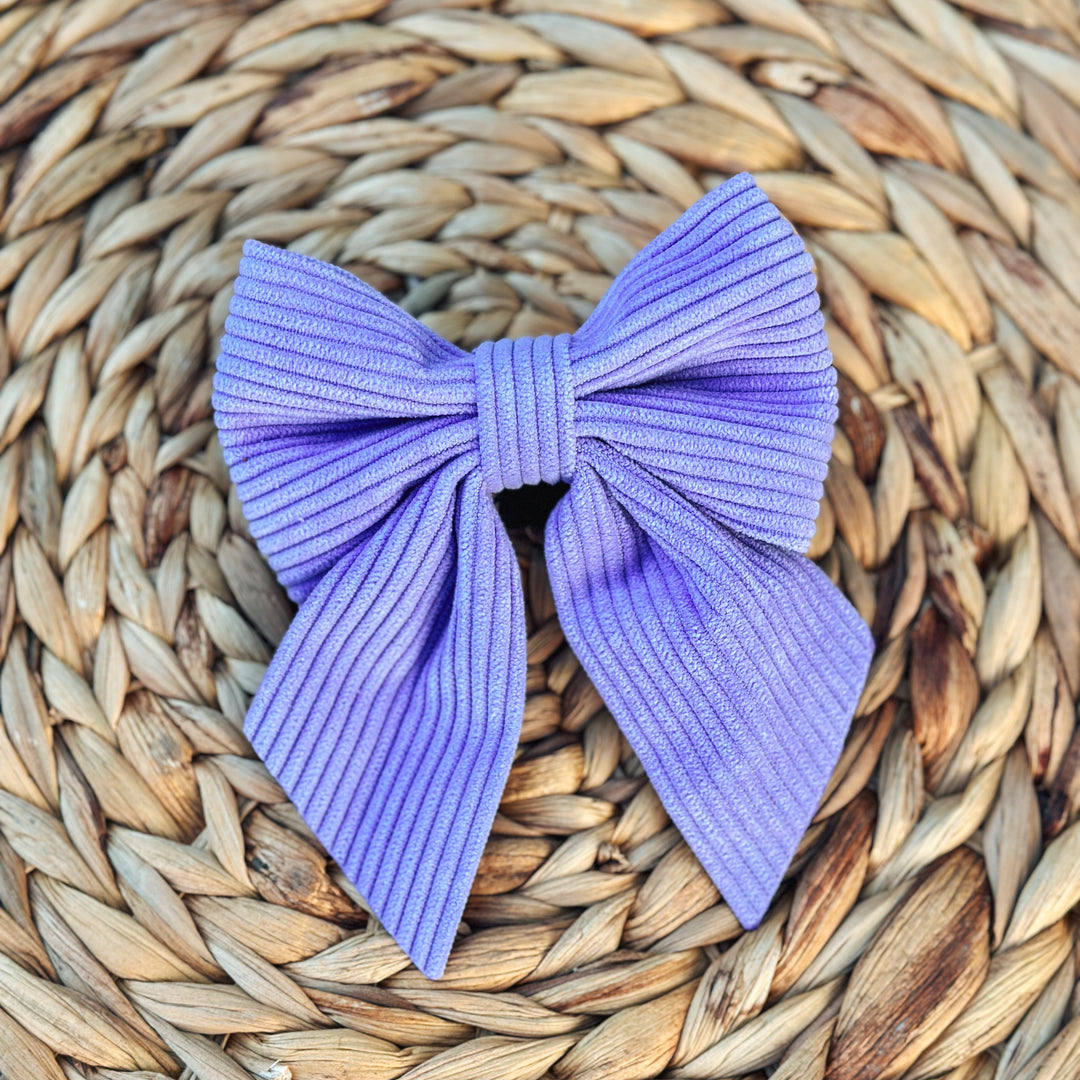 Corduroy Sailor Bow - Lavender