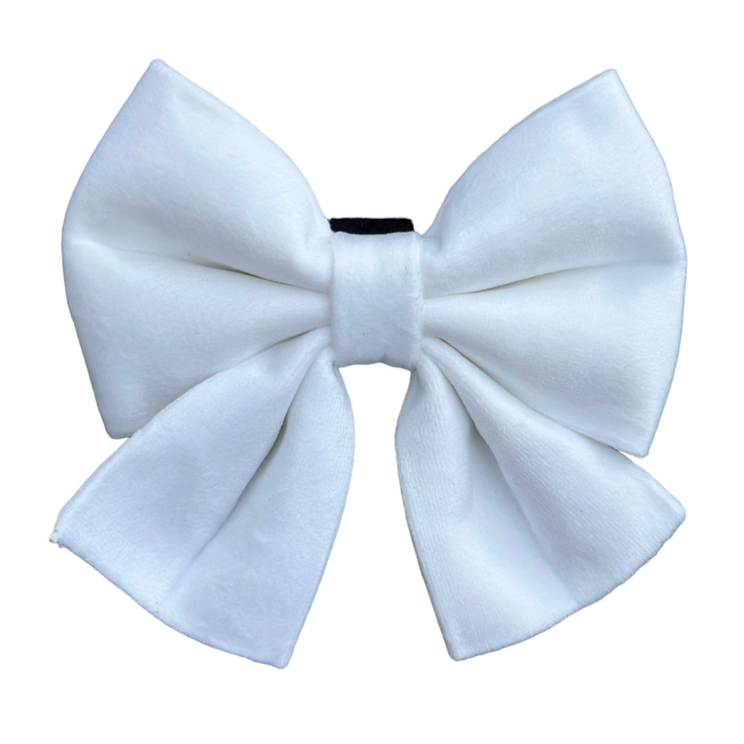Velvet Sailor Bow - White
