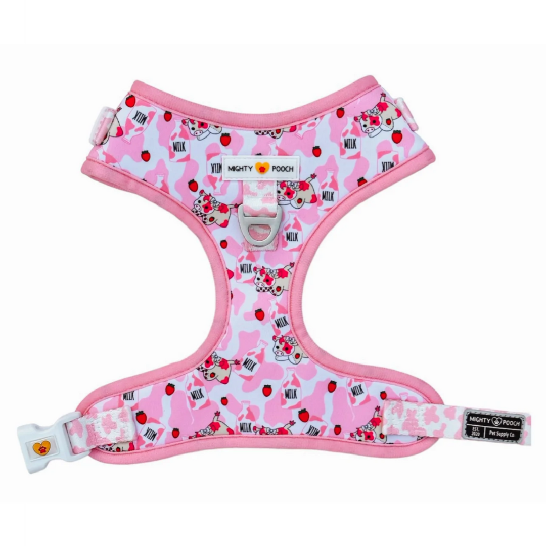 No-Pull Adjustable Harness - Strawberry Cow🍓