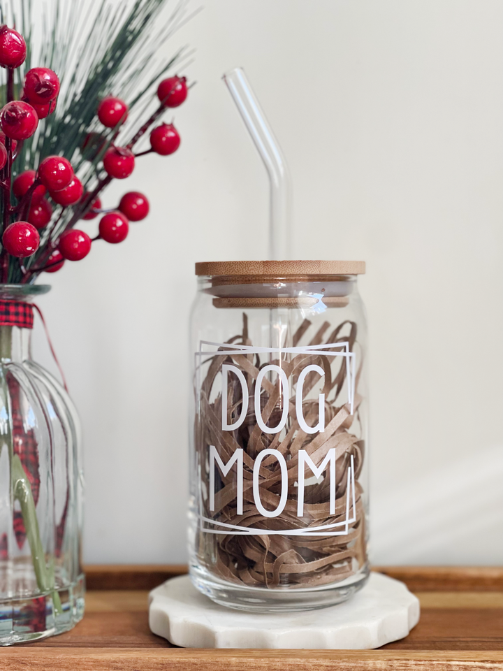 Dog Mom Iced Coffee Glass Cup