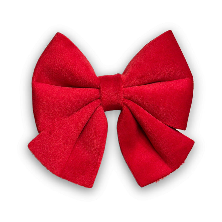 Velvet Sailor Bow - Ruby Red